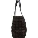 Chanel Dark Brown Monogram New Travel Line Small Tote Shoulder Bag
