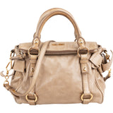 Miu Miu Vitello Lux Leather Bow Small Satchel Handbag