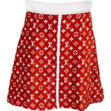 Louis Vuitton Red Monogram Velours A-Line Skirt (FR40)