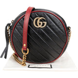 Gucci Quilted Leather Bicolor GG Marmont Round Crossbody Bag