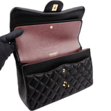Chanel Quilted Lambskin Gold Jumbo Double Flap Crossbody Bag