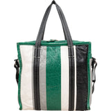 Balenciaga Tricolor Calfskin Leather Bazar Small Tote Crossbody Handbag