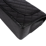 Chanel Quilted Caviar Leather Palladium Double Flap Jumbo Crossbody Bag