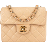 Chanel Quilted Lambskin 24K Gold Mini Single Flap Crossbody Bag