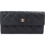Chanel Quilted Caviar Leather CC Flap Wallet