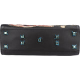 Valentino Black Leather Animal Fantasia Embroidered Joylock Top Handle Handbag