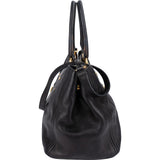 Prada Black Vitello Daino Leather Large Tote Handbag