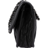 Chanel Quilted Caviar Leather Palladium Front Pocket Single Flap Shoulder Bag
