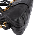 Prada Black Soft Calfskin Buckle Satchel Handbag