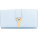 Yves Saint Laurent Light Blue Leather Y Clutch
