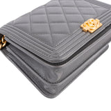 Chanel Quilted Caviar Leather Small Boy Mini Wallet On Chain Crossbody Bag