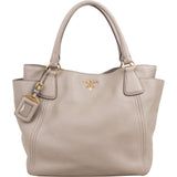 Prada Grey Vitello Daino Tote Handbag