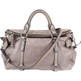 Miu Miu Grey Vitello Lux Bow Satchel Handbag