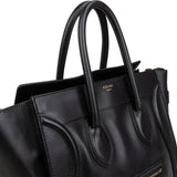 Céline Smooth Black Leather Luggage Handbag
