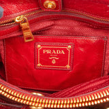 Prada Red Vitello Shine Leather Tote Handbag