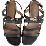 Hermès Black Leather Transat Kelly Lock Strap Sandals (37)