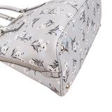 Prada Grey Saffiano Leather Floral Promenade Handbag