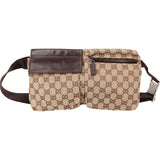 Gucci Grained Leather Monogram GG Canvas Crossbody Belt Bag