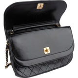 Chanel Quilted Lambskin 24K Gold Half Moon Flap Shoulder Bag