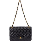 Chanel Quilted Lambskin Gold Jumbo Double Flap Crossbody Bag
