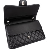Chanel Quilted Lambskin Palladium Jumbo Double Flap Crossbody Bag