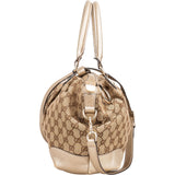Gucci Monogram GG Canvas Metallic Leather Sukey Handbag