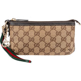 Gucci Monogram GG Supreme Canvas Web Wristlet Pouch Bag