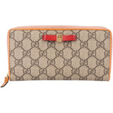 Gucci Monogram GG Supreme Bow Zip Around Wallet