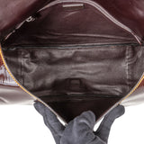 Prada Brown Vernice Saffiano Leder Saddle Flap Shoulder Bag