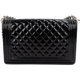 Chanel Quilted Patent Caviar Leather Large Boy Single Flap Crossbody Bag