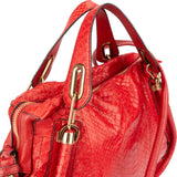 Chloé Red Python Leather Paraty Shoulder Bag