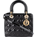 Christian Dior Quilted Patent Leather Lady Dior Handbag - vintageandkickz