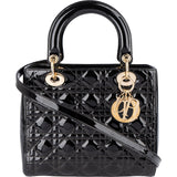 Christian Dior Quilted Patent Leather Lady Dior Handbag - vintageandkickz