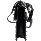 Valentino Garavani Black Line Crinkled Shine Leather Rockstud Flap Crossbody Bag