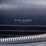 Saint Laurent Navy Exotic Croc-Embossed Sunset Top Handle Crossbody Bag