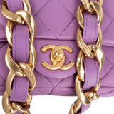 Chanel Quilted Lambskin Chunky Chain Rectangular Flap Shoulder Bag