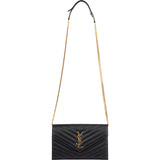 Saint Laurent Grain de Poudre Leather Monogram Wallet On Chain Crossbody Bag