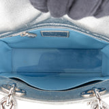 Christian Dior Metallic Silver Leather Small Lady Dior ABC Handbag