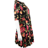 Dolce & Gabbana Multicolor Rose Print Button-Embellished Flounce-Hem Dress (IT44)