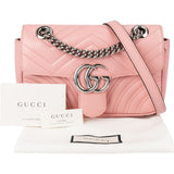 Gucci Pink Matelassé Leather GG Marmont Small Crossbody Bag