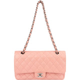 Chanel Quilted Caviar Leather Palladium Medium Double Flap Shoulder Bag