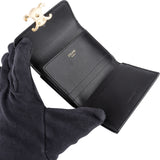 Celine Black Leather Small Triomphe Clip Card Holder Wallet