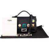 Fendi Leather Mini Baguette Double Flap Plexi Studs Crossbody Bag