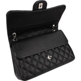 Chanel Quilted Lambskin Palladium Jumbo Double Flap Crossbody Bag