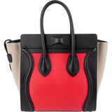 Céline Tricolor Grained Smooth Calfskin Suede Luggage Handbag