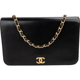 Chanel Noir Boxcalf CC Single Flap Shoulder Bag