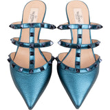 Valentino Garavani Metallic Leather Rockstud Kitten Heels (37)