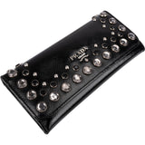 Prada Saffiano Shine Leather Studded Cystal Continental Wallet