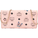 MCM Pink Monogram Patricia Visetos Rabbit Wallet On Chain Crossbody Bag