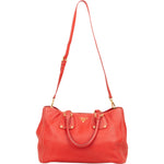 Prada Grained Red Vitello Daino Tote Handbag - vintageandkickz